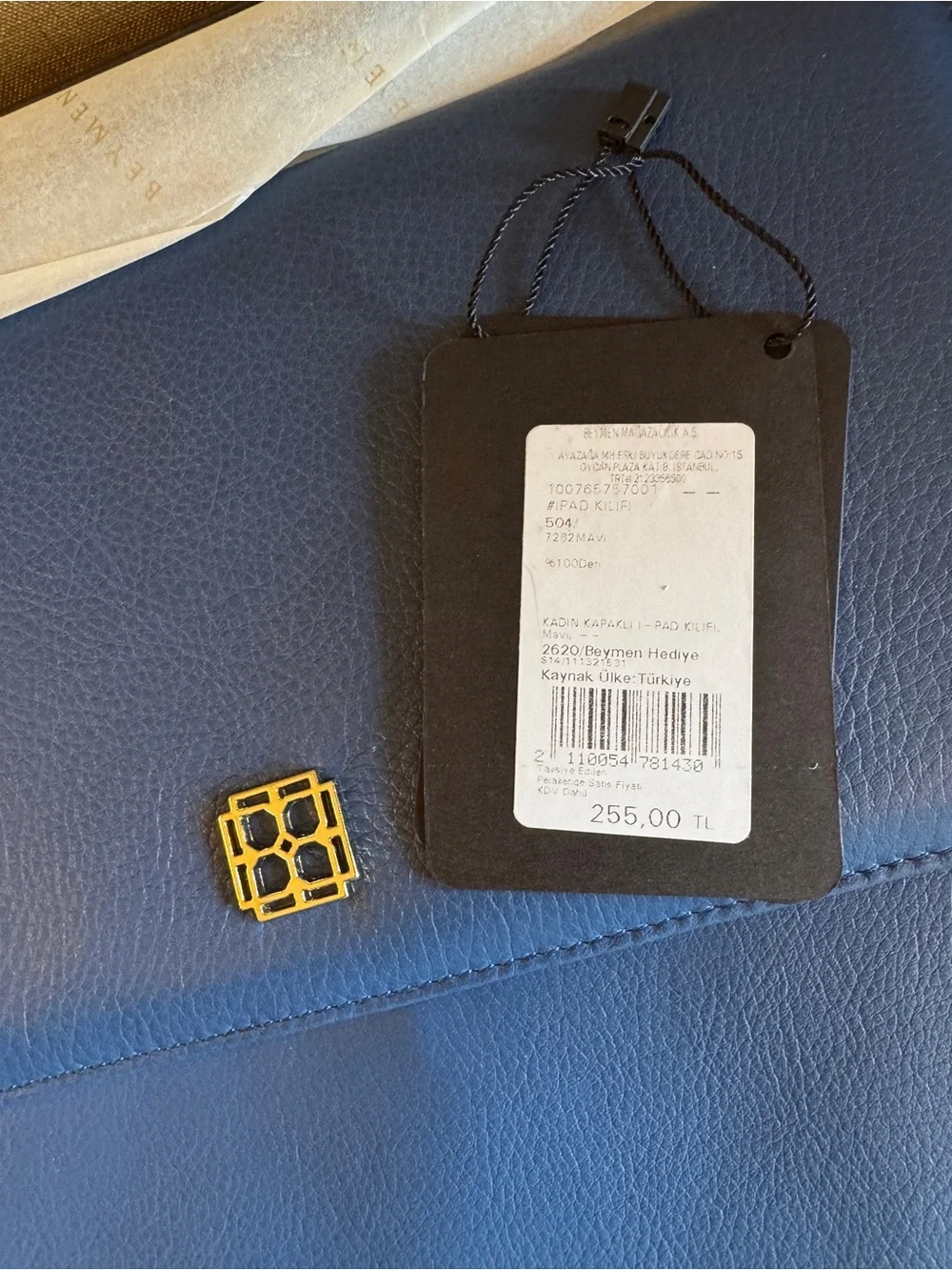 Beymen Blue Leather Flap iPad Case / Cover - NWT